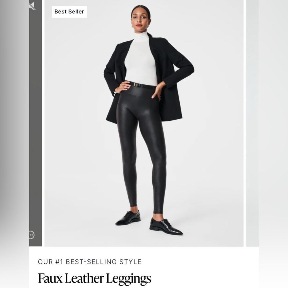 Spanx black faux leggings size large